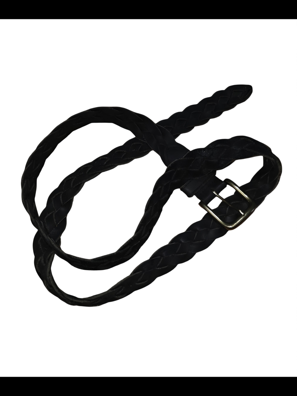 Black Suede/ Genuine Leather Braided Belt w/ Brass Buckle 40/100 Size L-XL
